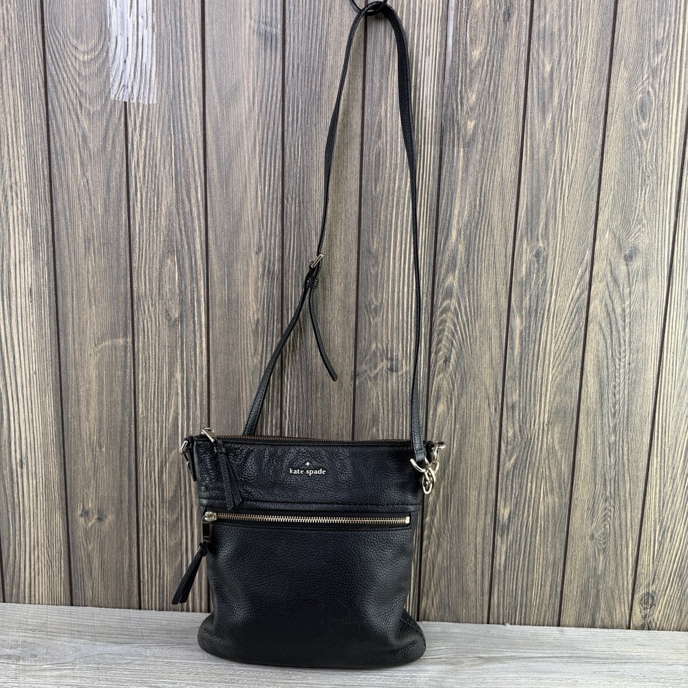 Kate Spade Medium Zip Black Pebbled Crossbody -Shoulder Bag